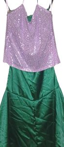 Kids Costumes to Hire - Lilac Sequin halterneck top & Green Satin Skirt - GIRL